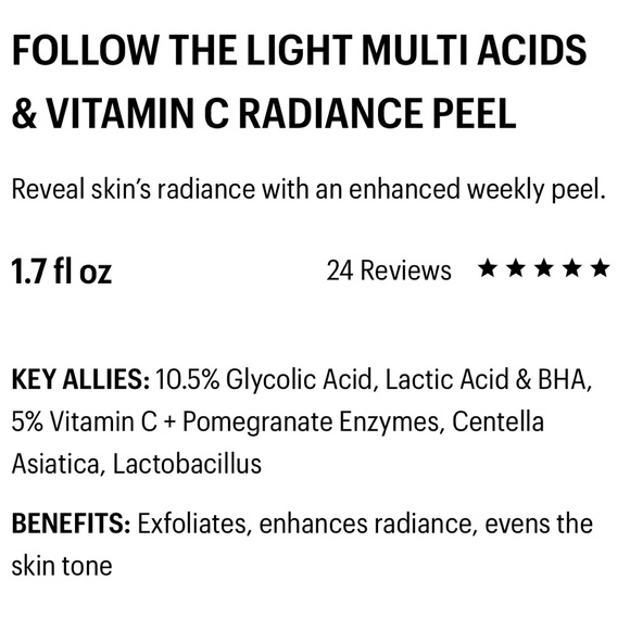 *NEW* PSA FOLLOW THE LIGHT MULTI ACIDS & VITAMIN C RADIANCE PEEL, 1.7 o z - Picture 5 of 13